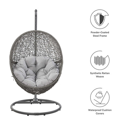Encase Outdoor Patio Rattan Swing Chair - Gray Gray