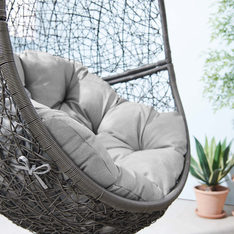 Encase Outdoor Patio Rattan Swing Chair - Gray Gray