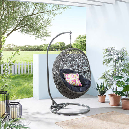 Encase Outdoor Patio Rattan Swing Chair - Gray Navy