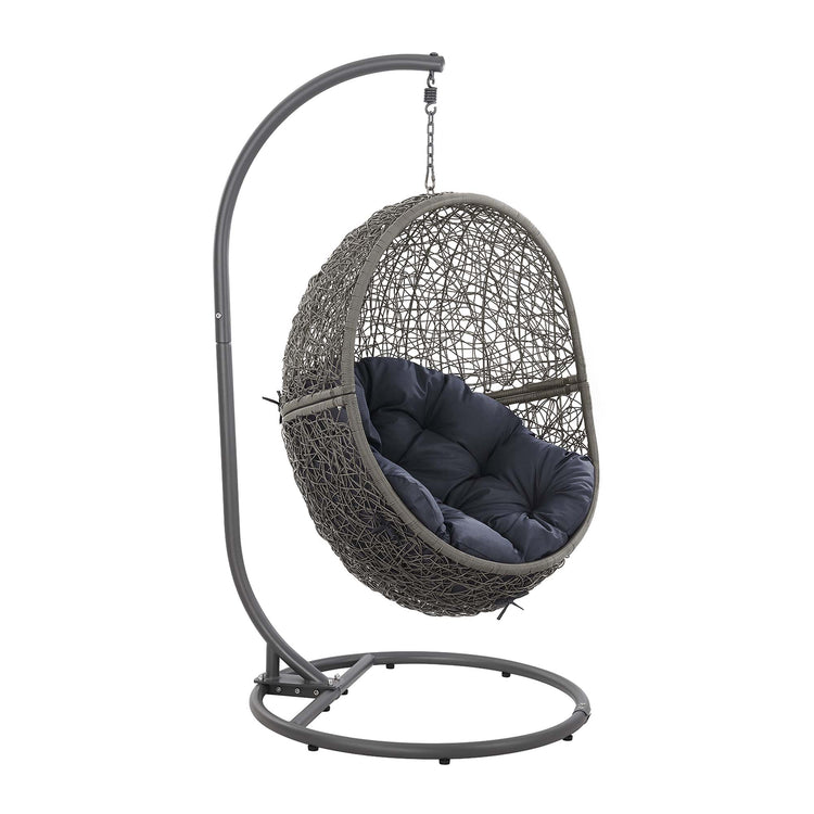 Encase Outdoor Patio Rattan Swing Chair - Gray Navy