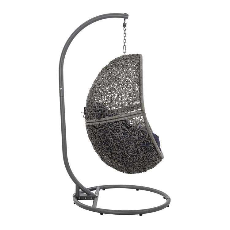 Encase Outdoor Patio Rattan Swing Chair - Gray Navy