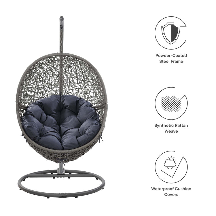 Encase Outdoor Patio Rattan Swing Chair - Gray Navy