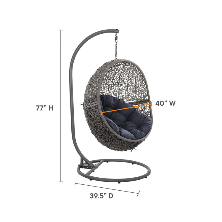 Encase Outdoor Patio Rattan Swing Chair - Gray Navy