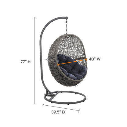 Encase Outdoor Patio Rattan Swing Chair - Gray Navy