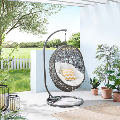 Encase Outdoor Patio Rattan Swing Chair - Gray White