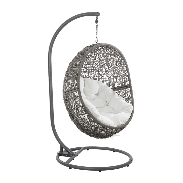 Encase Outdoor Patio Rattan Swing Chair - Gray White