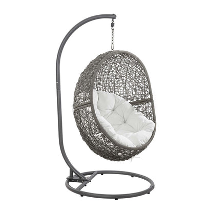 Encase Outdoor Patio Rattan Swing Chair - Gray White