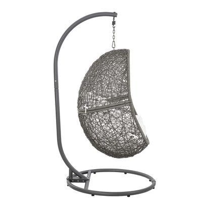Encase Outdoor Patio Rattan Swing Chair - Gray White