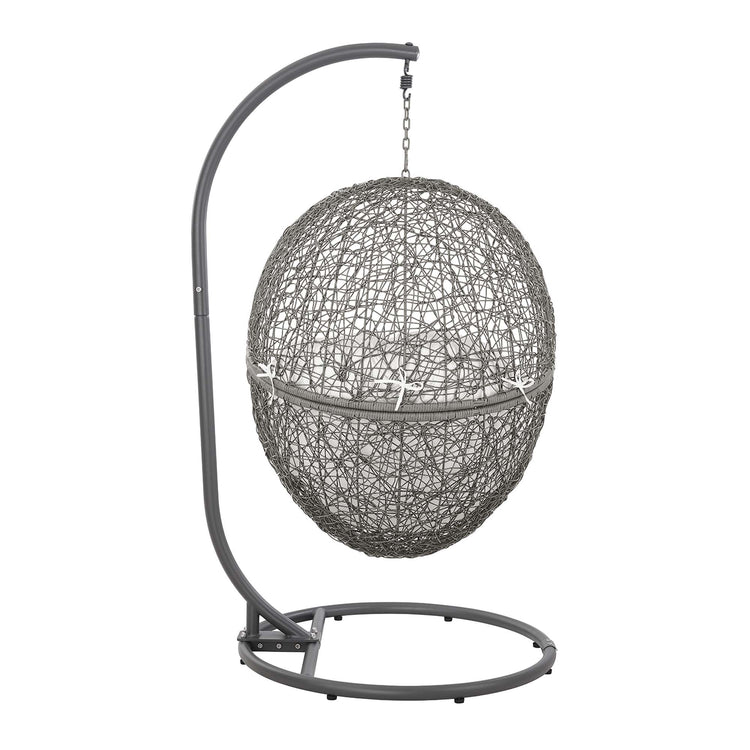 Encase Outdoor Patio Rattan Swing Chair - Gray White