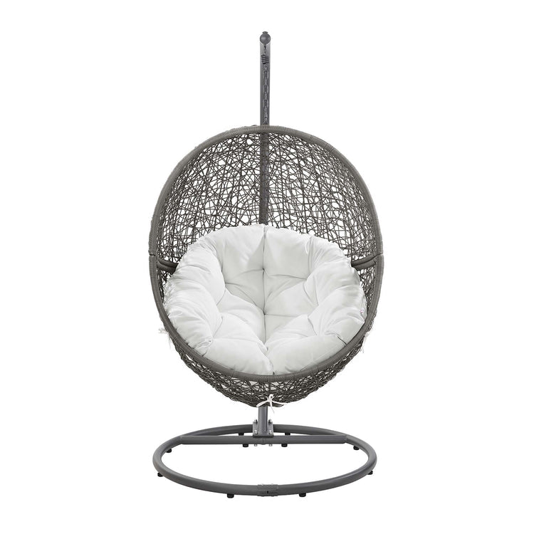 Encase Outdoor Patio Rattan Swing Chair - Gray White