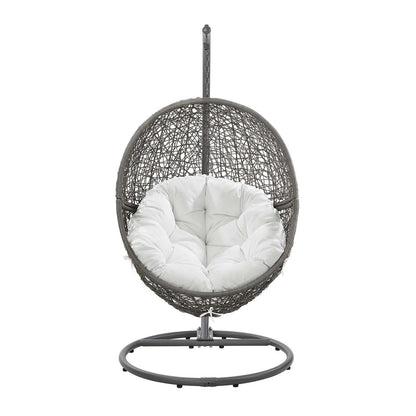 Encase Outdoor Patio Rattan Swing Chair - Gray White