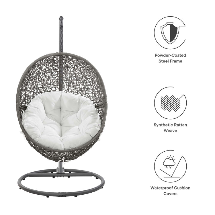 Encase Outdoor Patio Rattan Swing Chair - Gray White