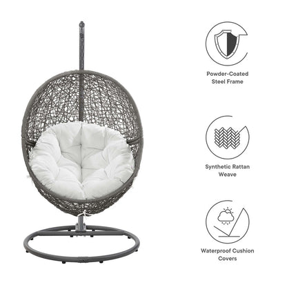 Encase Outdoor Patio Rattan Swing Chair - Gray White