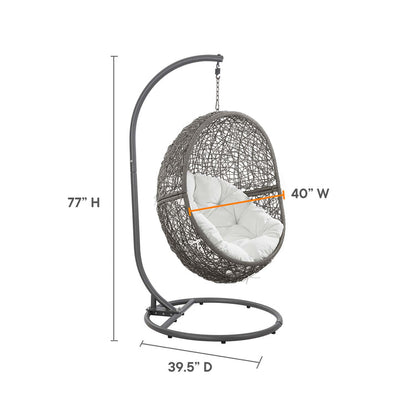 Encase Outdoor Patio Rattan Swing Chair - Gray White