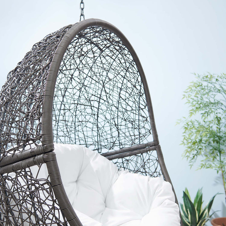 Encase Outdoor Patio Rattan Swing Chair - Gray White