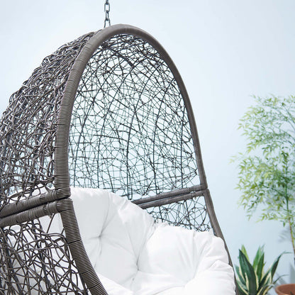 Encase Outdoor Patio Rattan Swing Chair - Gray White