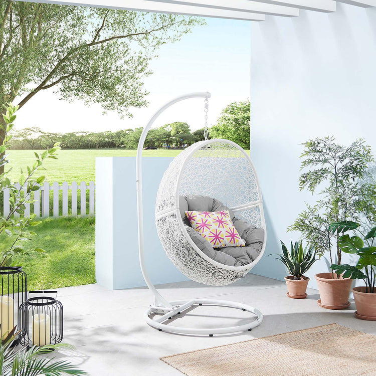 Encase Outdoor Patio Rattan Swing Chair - White Gray