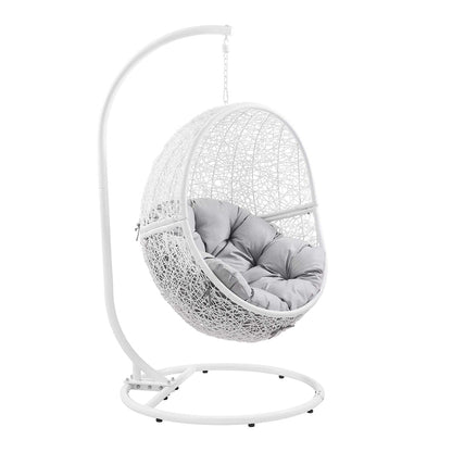 Encase Outdoor Patio Rattan Swing Chair - White Gray