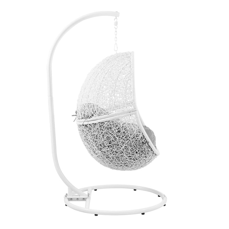 Encase Outdoor Patio Rattan Swing Chair - White Gray