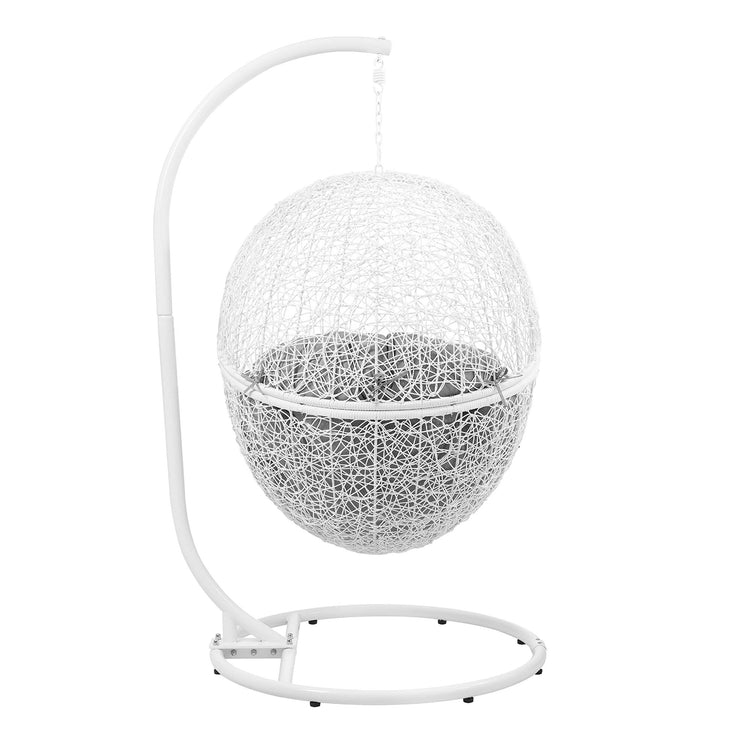 Encase Outdoor Patio Rattan Swing Chair - White Gray