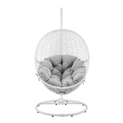 Encase Outdoor Patio Rattan Swing Chair - White Gray