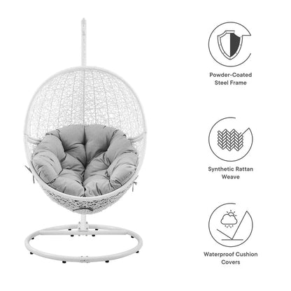 Encase Outdoor Patio Rattan Swing Chair - White Gray