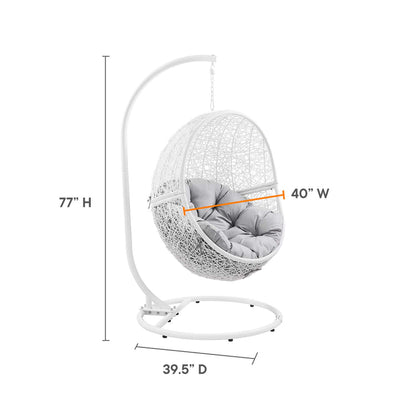 Encase Outdoor Patio Rattan Swing Chair - White Gray