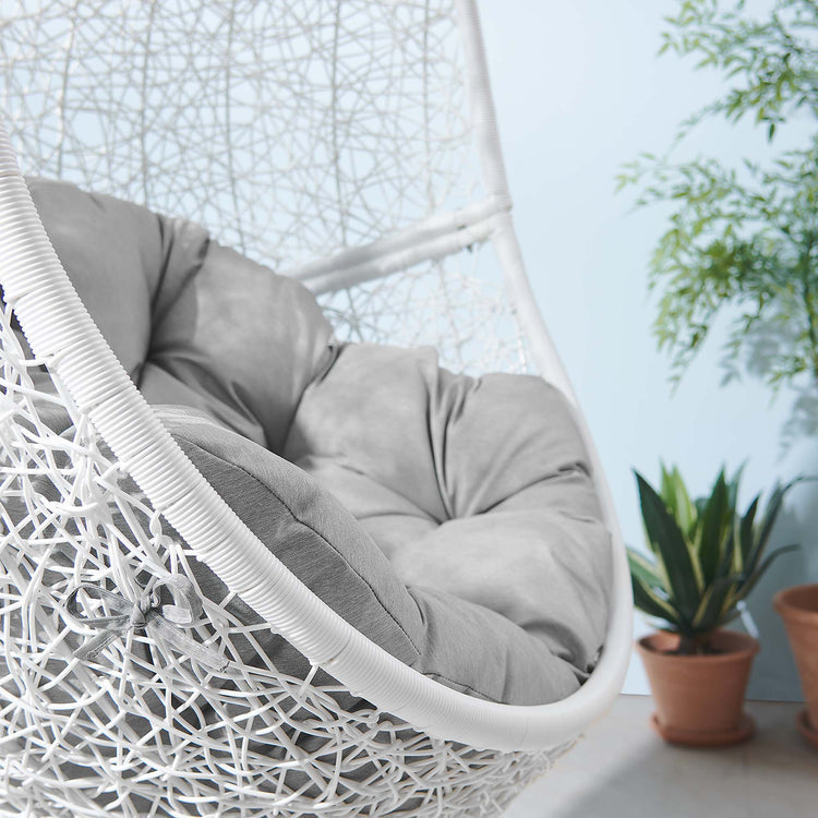 Encase Outdoor Patio Rattan Swing Chair - White Gray