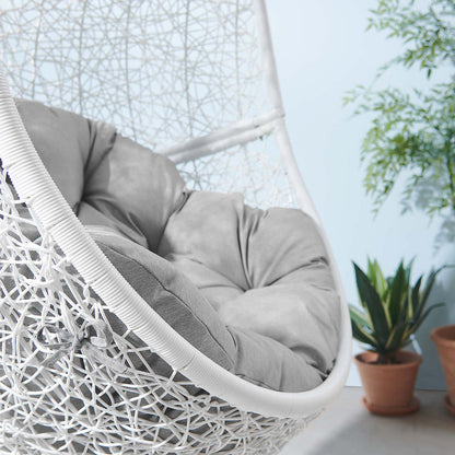 Encase Outdoor Patio Rattan Swing Chair - White Gray