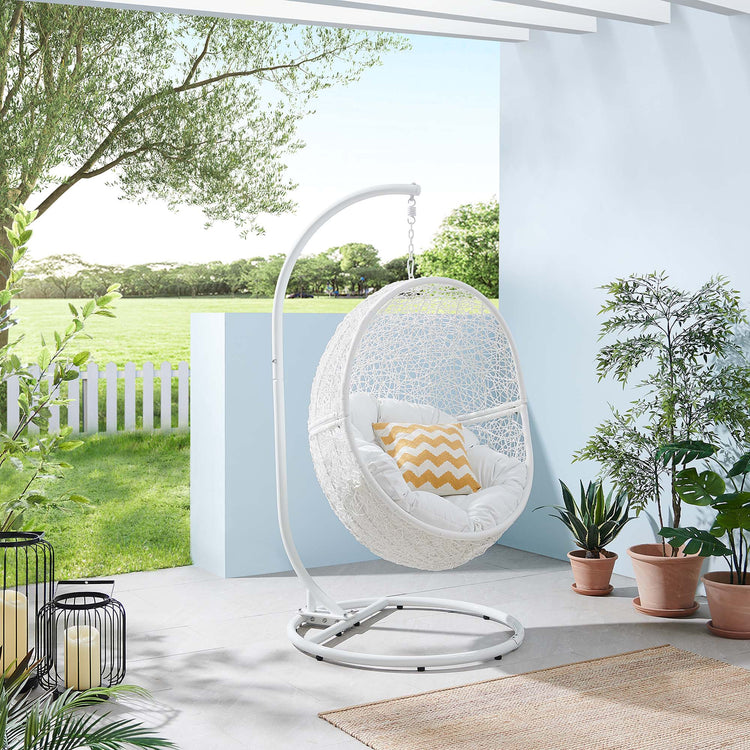 Encase Outdoor Patio Rattan Swing Chair - White White