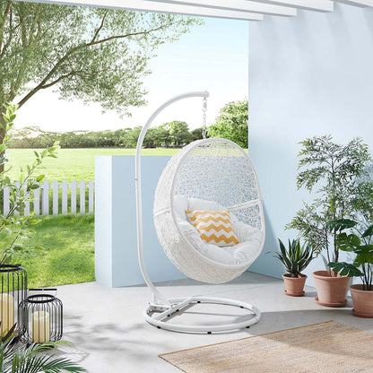 Encase Outdoor Patio Rattan Swing Chair - White White