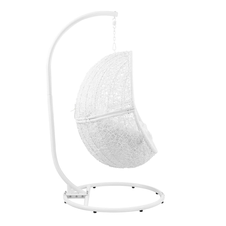 Encase Outdoor Patio Rattan Swing Chair - White White