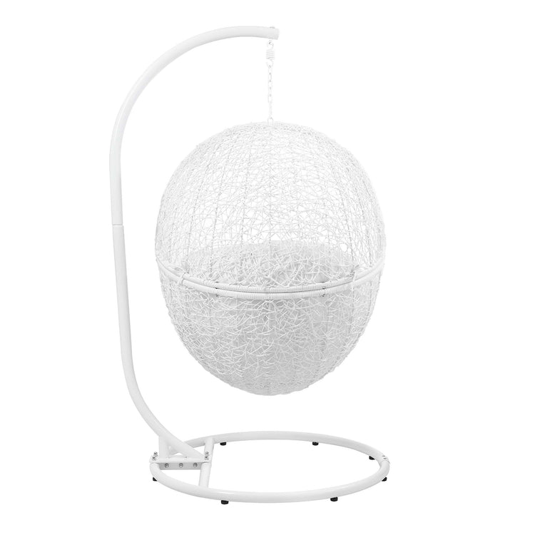 Encase Outdoor Patio Rattan Swing Chair - White White