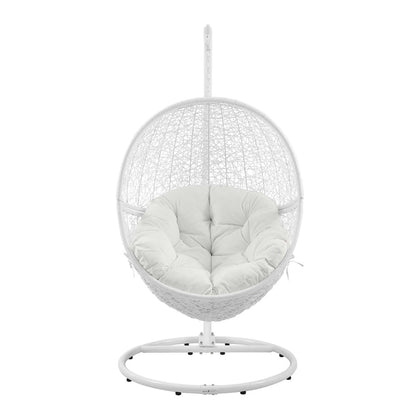 Encase Outdoor Patio Rattan Swing Chair - White White