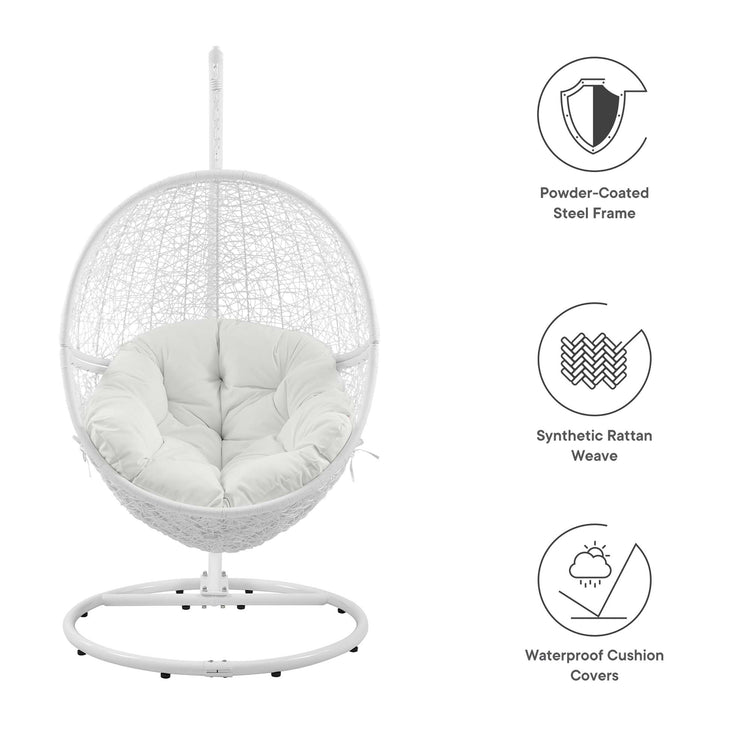 Encase Outdoor Patio Rattan Swing Chair - White White