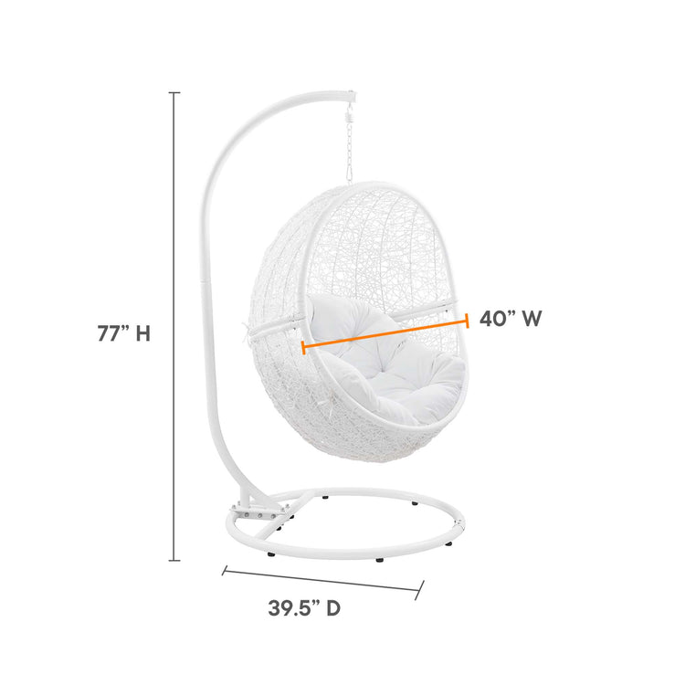 Encase Outdoor Patio Rattan Swing Chair - White White