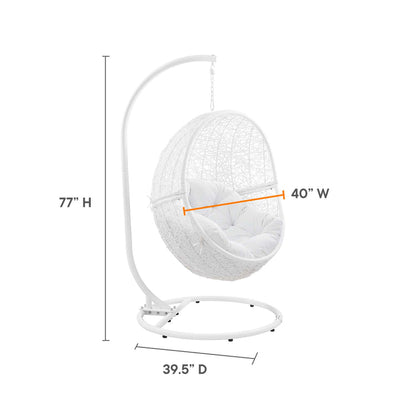 Encase Outdoor Patio Rattan Swing Chair - White White