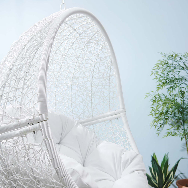 Encase Outdoor Patio Rattan Swing Chair - White White