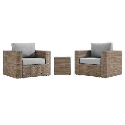 Convene 3-Piece Outdoor Patio Furniture Set - Cappuccino Gray