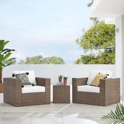 Convene 3-Piece Outdoor Patio Furniture Set - Cappuccino White