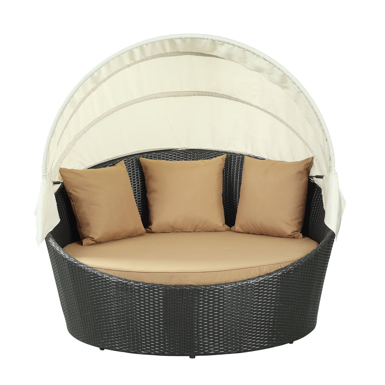 Siesta Canopy Outdoor Patio Daybed - Espresso Mocha