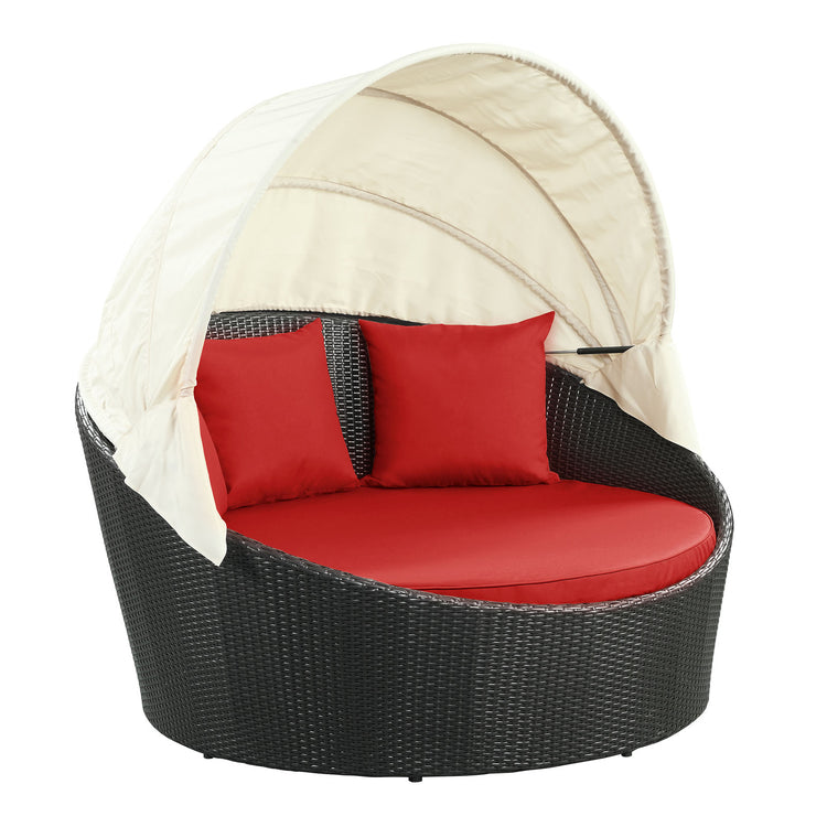 Siesta Canopy Outdoor Patio Daybed - Espresso Red