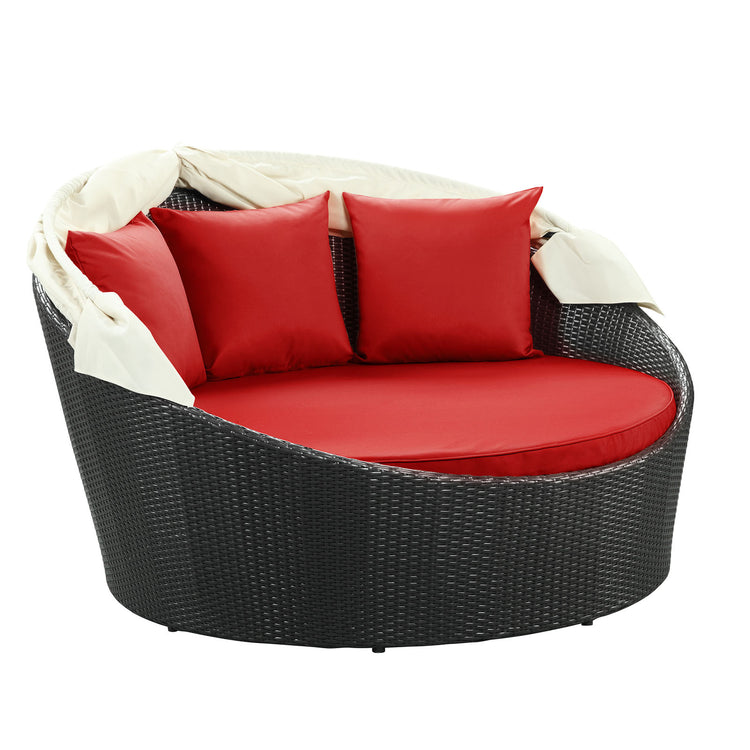 Siesta Canopy Outdoor Patio Daybed - Espresso Red