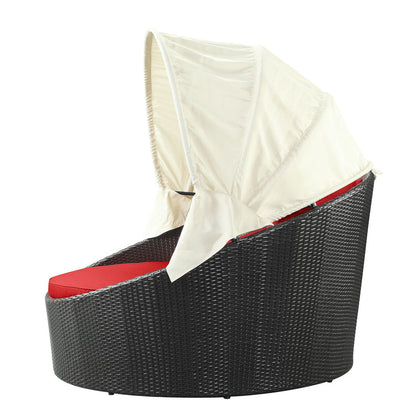 Siesta Canopy Outdoor Patio Daybed - Espresso Red