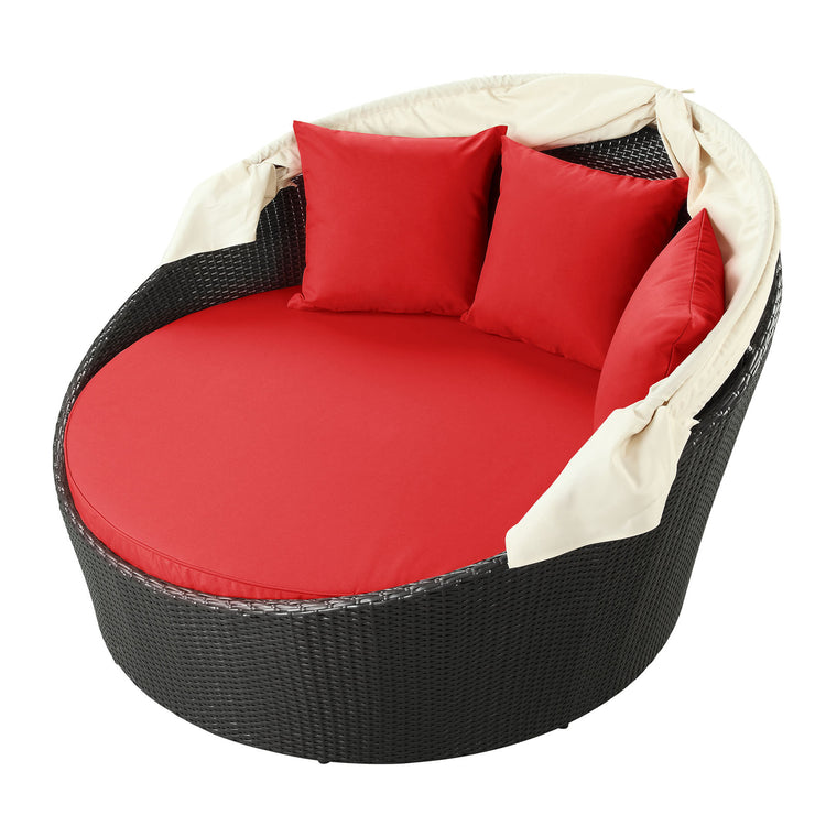 Siesta Canopy Outdoor Patio Daybed - Espresso Red