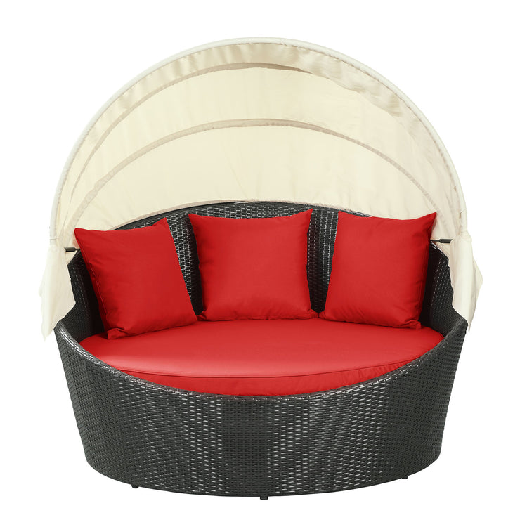Siesta Canopy Outdoor Patio Daybed - Espresso Red