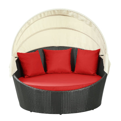 Siesta Canopy Outdoor Patio Daybed - Espresso Red