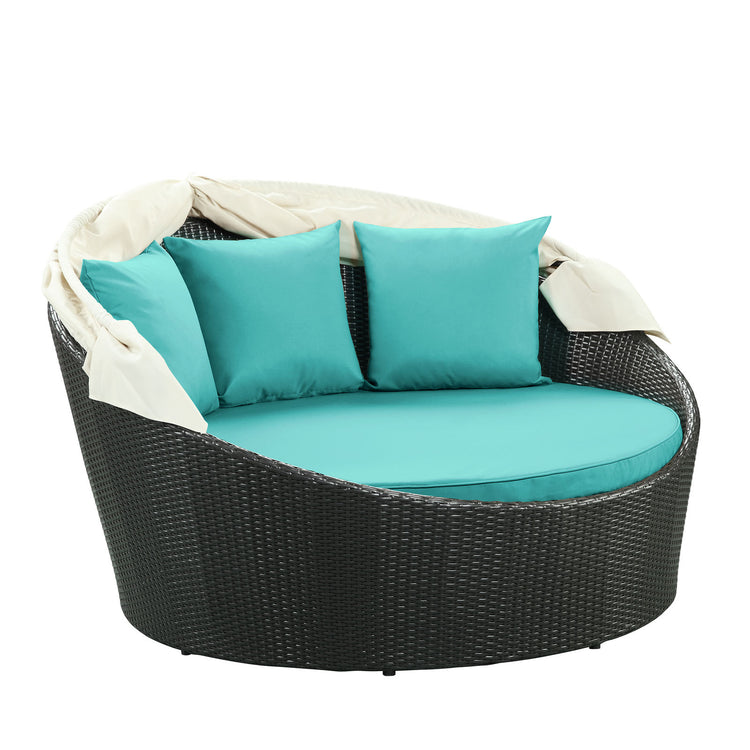 Siesta Canopy Outdoor Patio Daybed - Espresso Turquoise