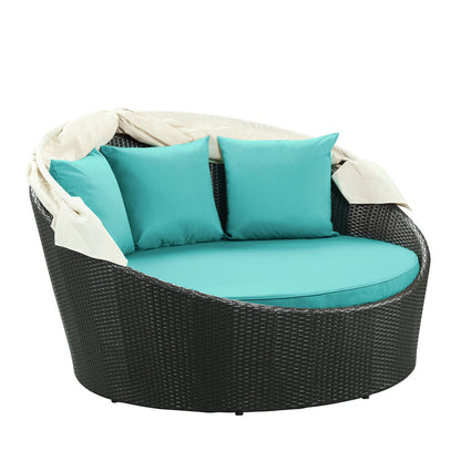 Siesta Canopy Outdoor Patio Daybed - Espresso Turquoise