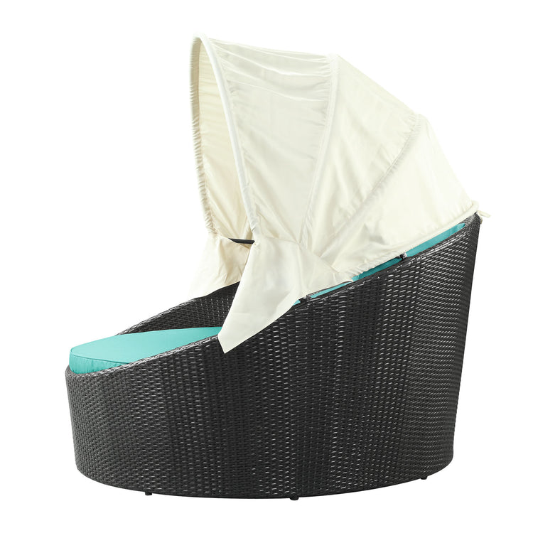Siesta Canopy Outdoor Patio Daybed - Espresso Turquoise